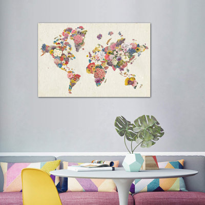 " Botanical Floral Map Light " Graphic Art Print