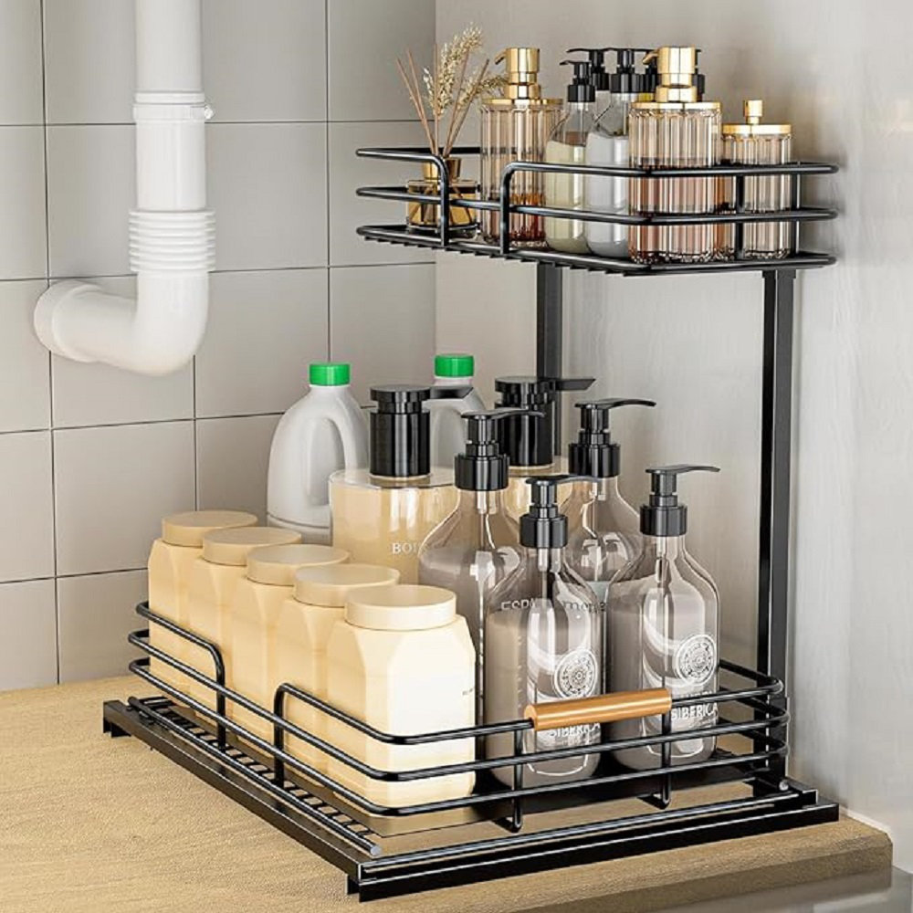 Undercounter Storage Rack Rebrilliant Under Sink Organizers And Storage, 2 Tier Bathroom Kitchen ...