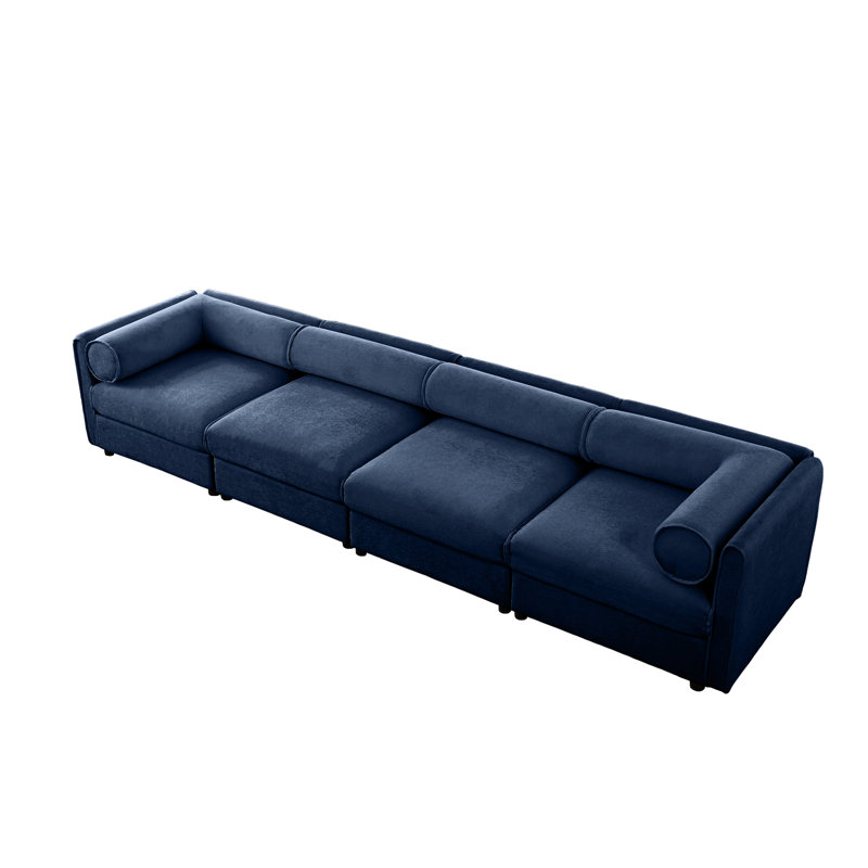 Confortable 4 places en chenille bleue avec options de rangement fonctionnelles et 4 matériaux intelligents, Bleu