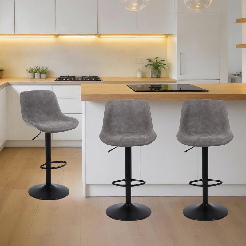 Tabouret de bar rotatif à hauteur réglable Jeninne, Gris, 3