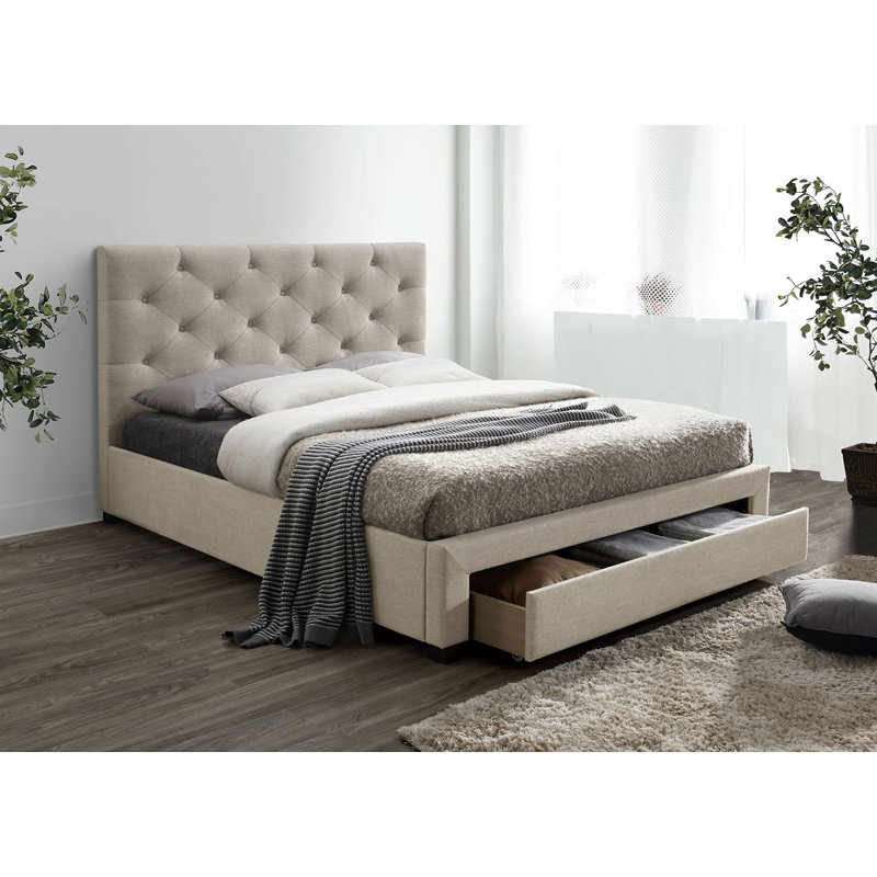 Queen Bed, Beige, Beige, Queen