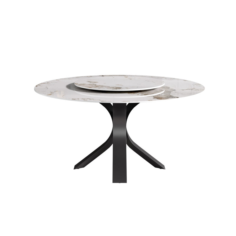 Table de salle à manger Modern Modern, H 29,53 po x L 59,05 po x l 59,05 po, Pandora, Noir, noir, noir, noir
