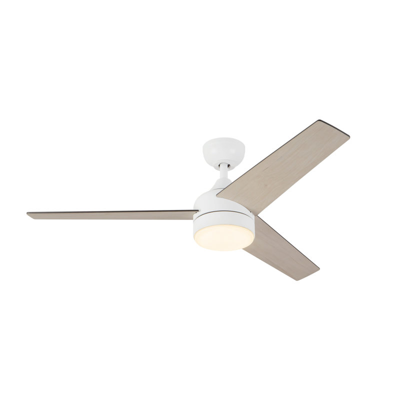 Nash 52-in Brushed Nickel reversible blade Ceiling Fan with LED Light Kit, White, White