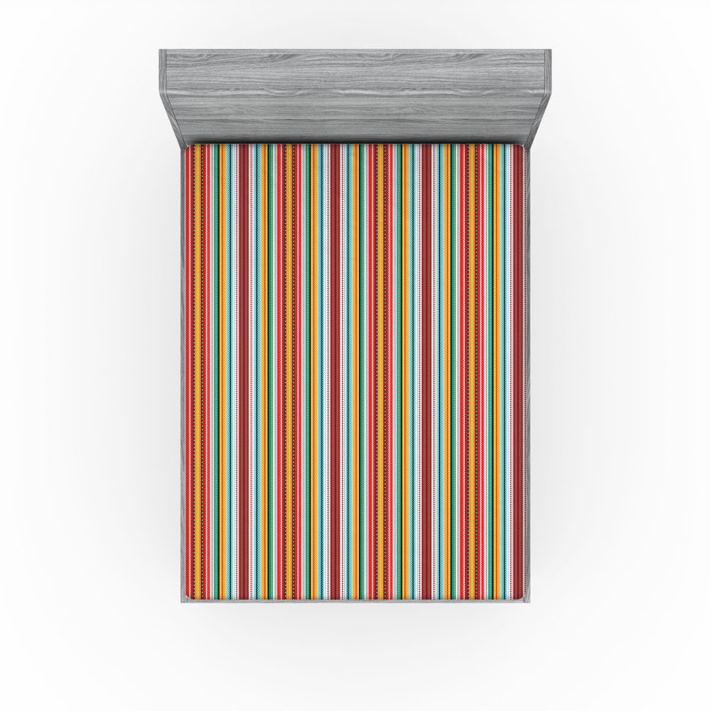 Ensemble de 2 draps-housses Ambesonne, Multicolore / rayé 2, Drap-housse très grand californien