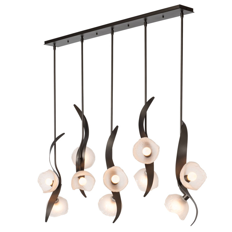 Luminaire suspendu linéaire à 10 lumières pour îlot de cuisine Mika, Bronze huilé