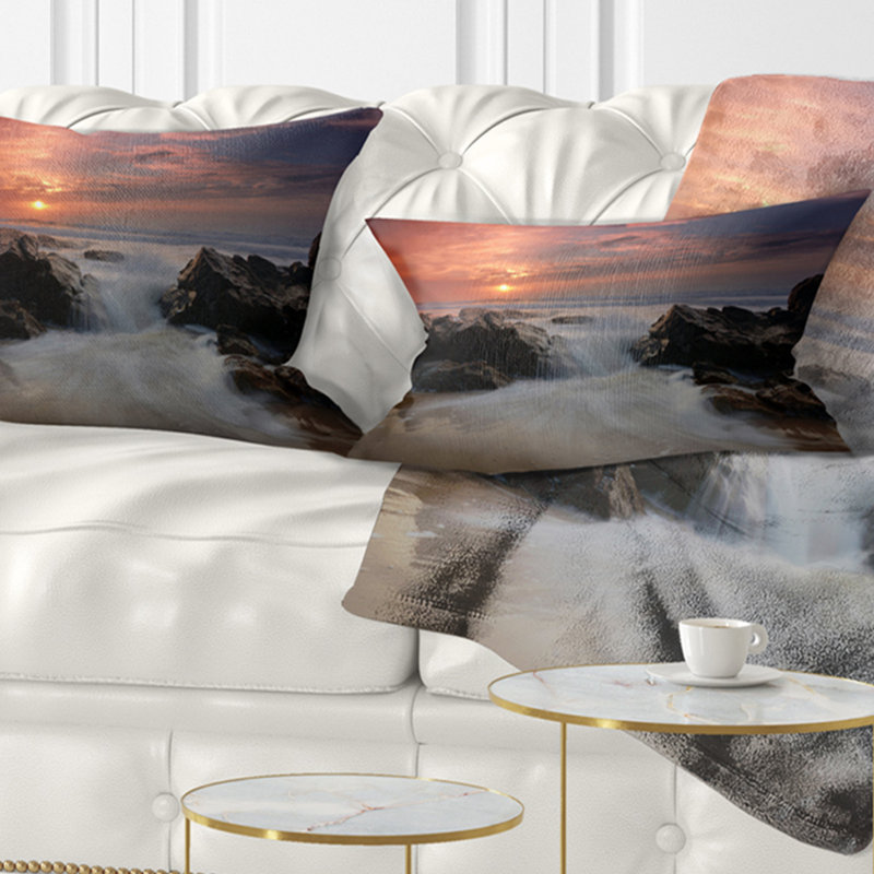 Coussins vagues de mer en mer entre les roches, Rectangle 12" x 20"