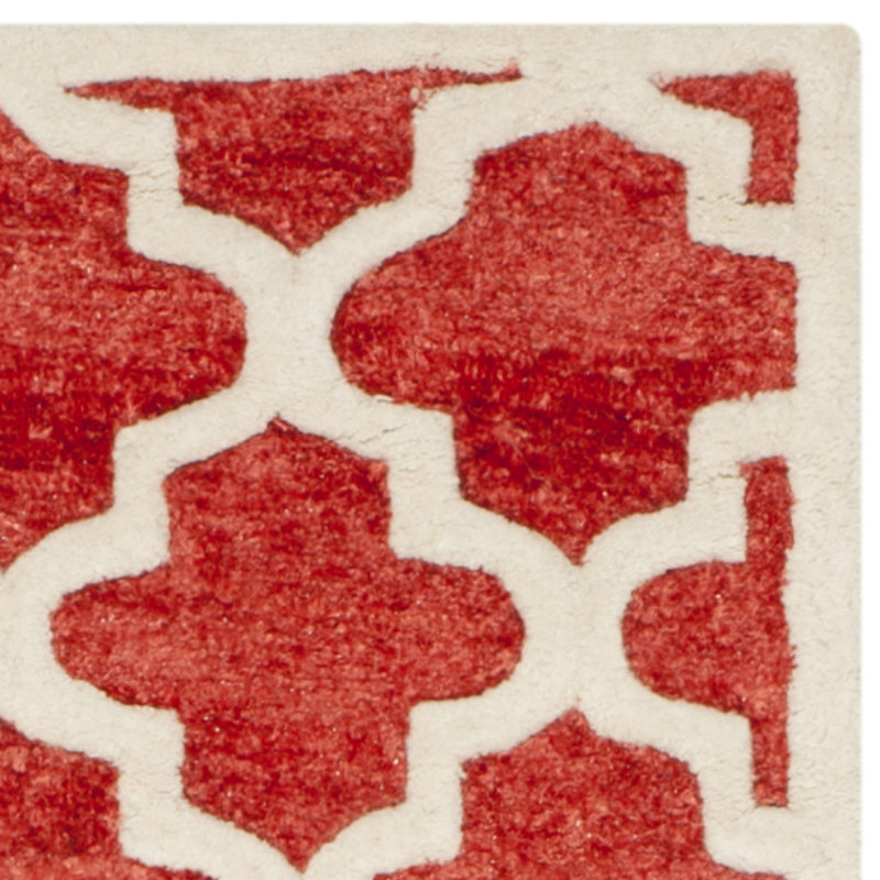 Handmade Rose Geometric Wool and Polyester Rug 4' x 6'