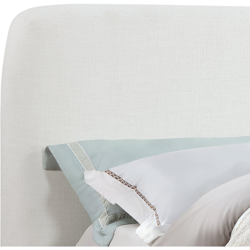 Rigby Upholstered Platform Bed, Cream Linen Textured Fabric, Queen