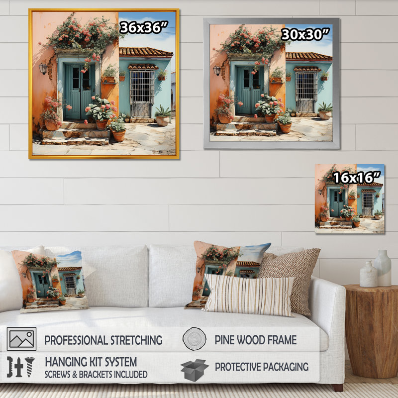 Charme colonial mexicain 1 - Art mural mexicain, H 16 po x l 16 po x P 1 po, Toile tendue