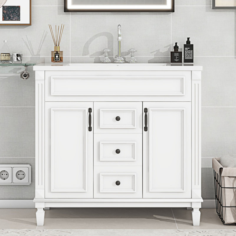 Meuble-lavabo de salle de bain avec lavabo supérieur et rangement