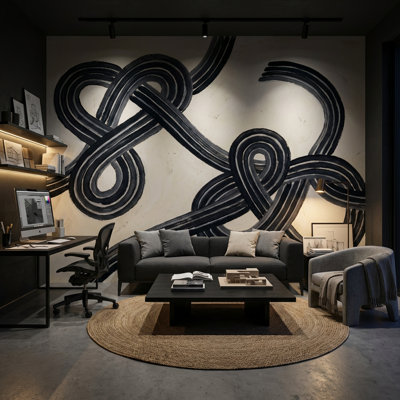 Abstract Wallpaper Modern Looping Brushstrokes Wall Mural