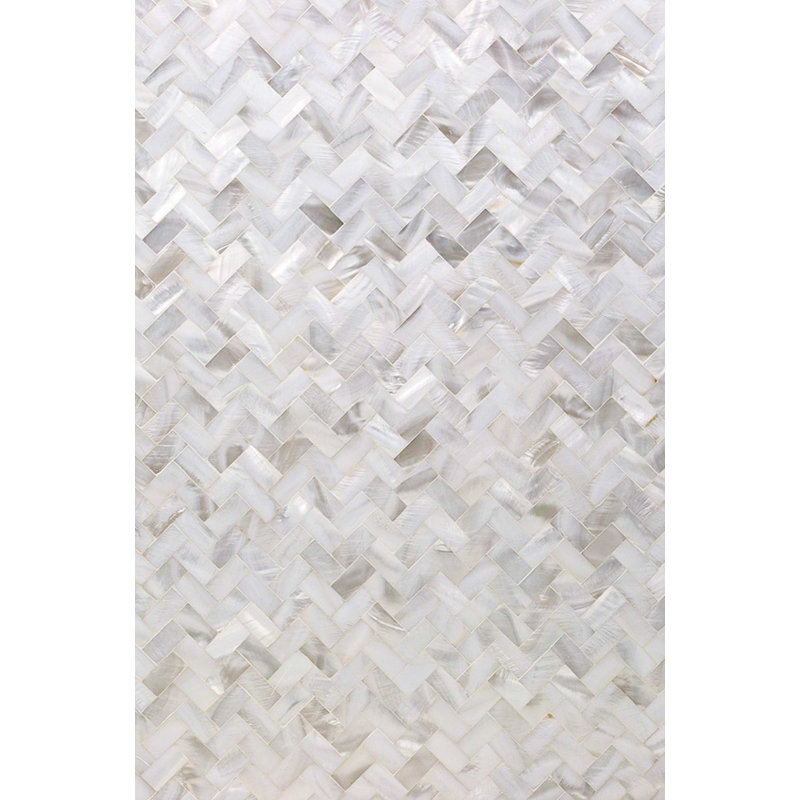 Serene White Pearl Herringbone Tile