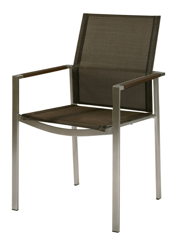 Mercury Dining Outdoor Dining Armchair, Graphite Finish/Charcoal Sling