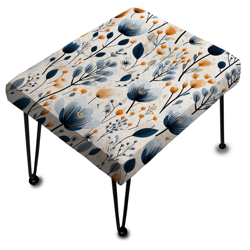 Cottage Blue And White Floral Bloom Pattern - Floral Rectangle Ottoman