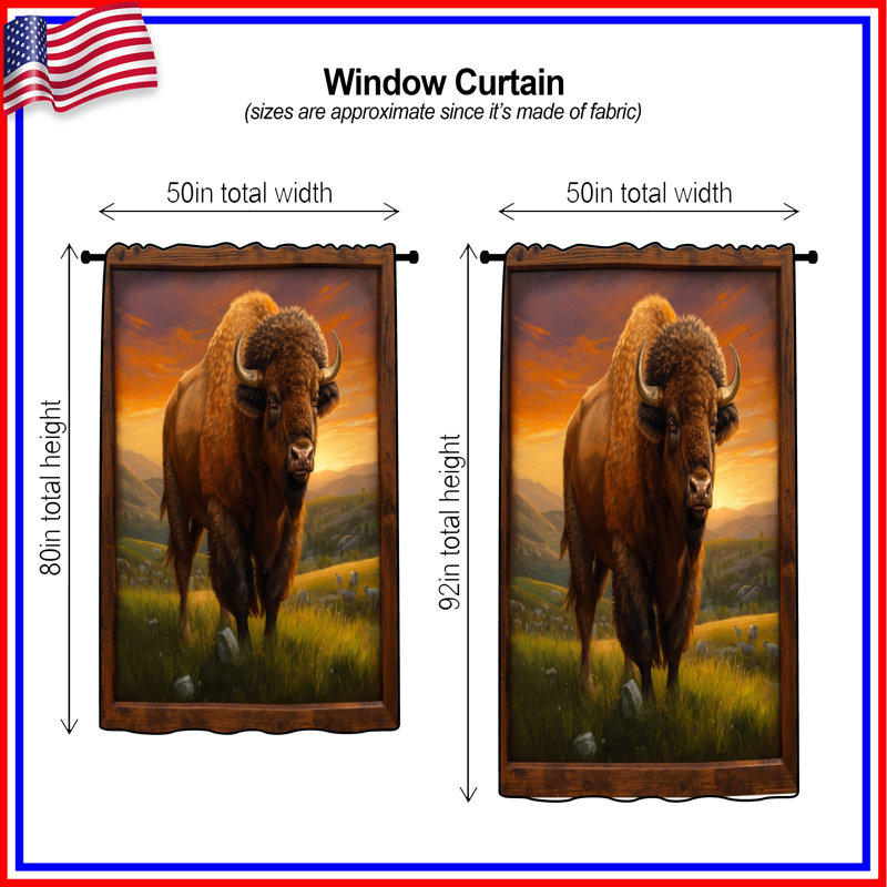 Rideaux Bison In Grassland, Blockout, 50" x 80" - 1 Panel