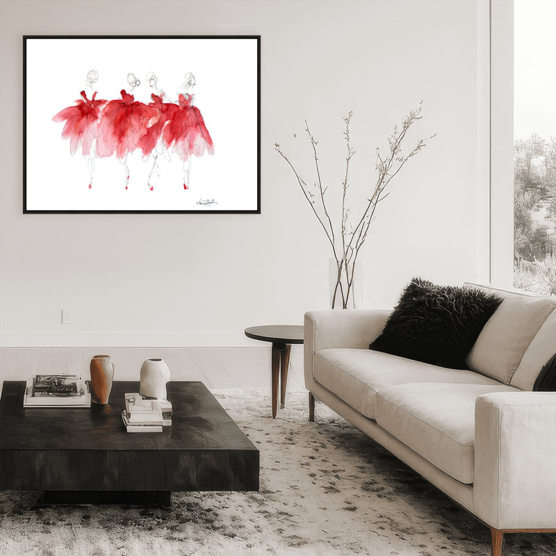 'Ballerinas In Waiting' Framed Print Wall Art, 12" H x 16" W x 2.375" D, Framed Canvas, Black