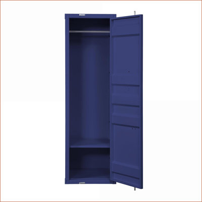 Garde-robes | Métal industriel | Bleu Cargo | Vaste espace de rangement Tige suspendue | Métal | Bleu
