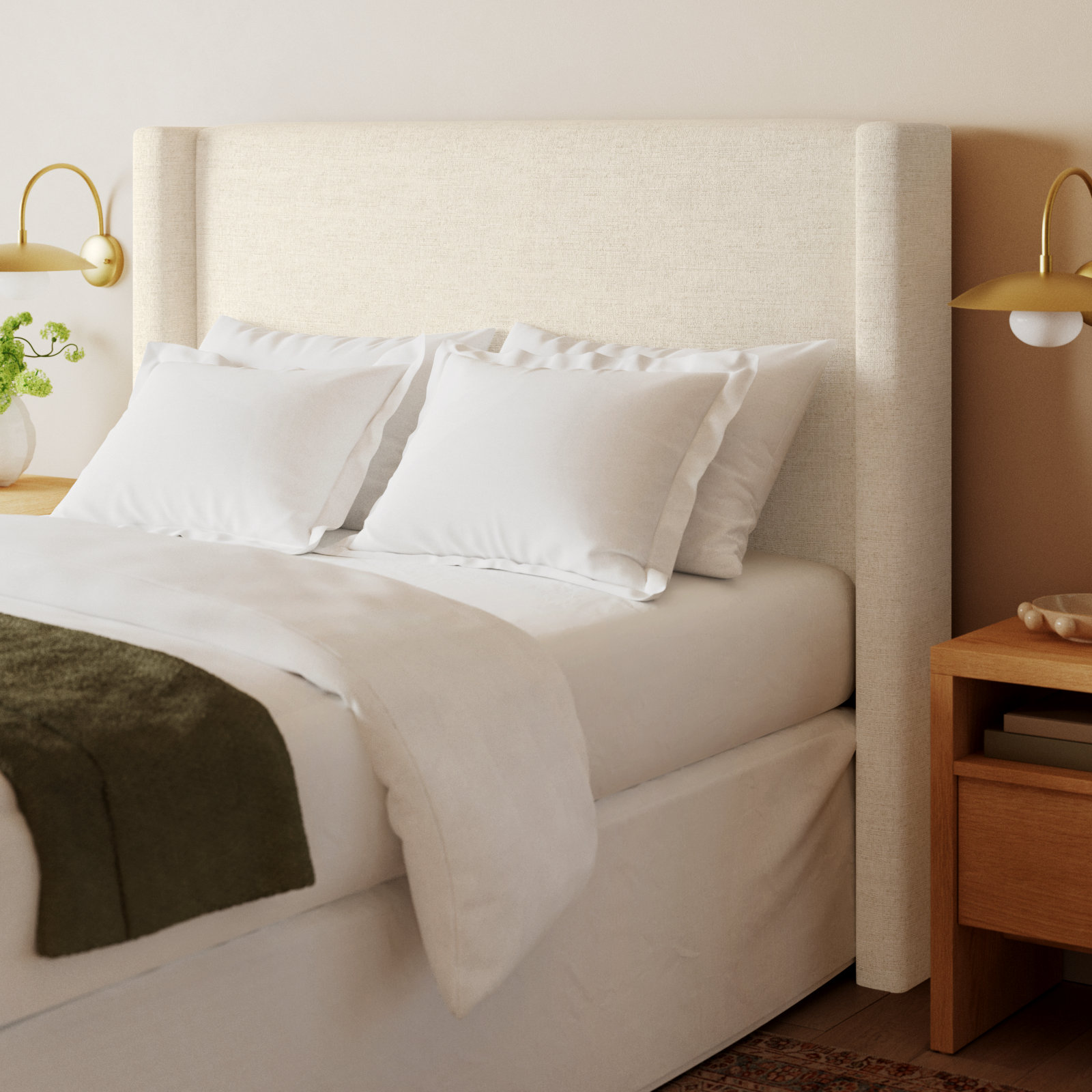 Hanson Upholstered Headboard, Queen, Classic Talc Linen