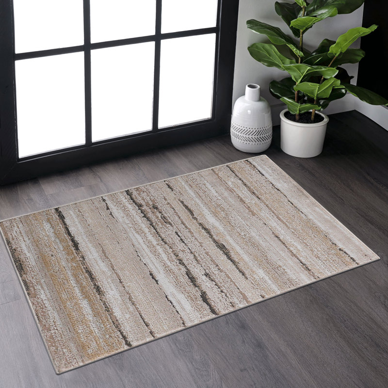 Tapis 2 x 3 résistant aux taches et à la rayure pour une touche rustique, Brun, Rectangulaire 2 pi x 3 pi