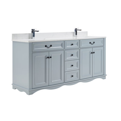 72" Solid Wood Sink Vanity  With 1' Artificial Stone Top