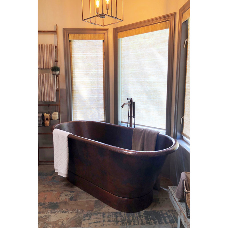 72" Hammered Copper Modern Style Bathtub