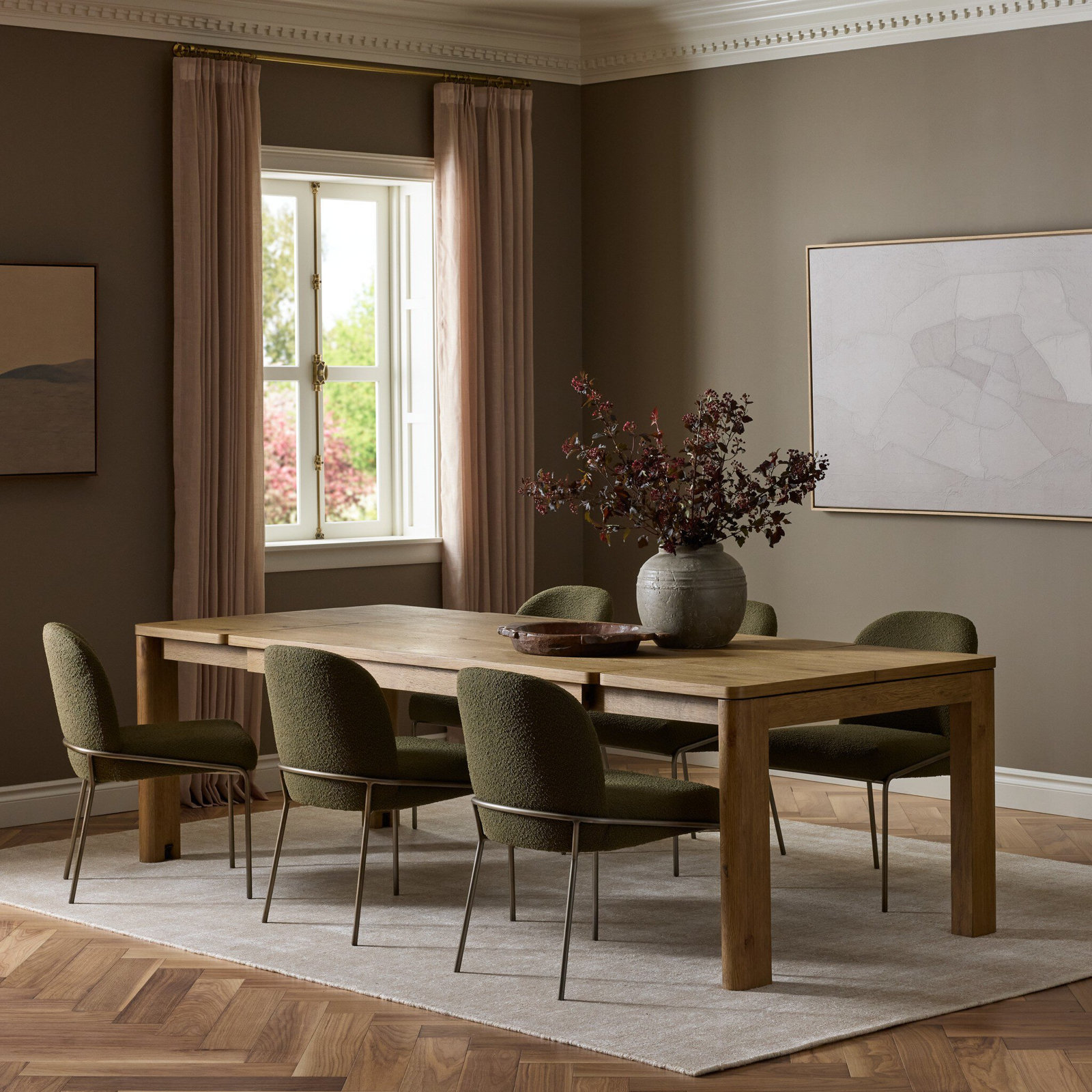 96'' Extendable Dining Table, 30'' H x 65'' W x 42''D, Worn Oak