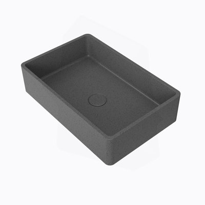 19.68'' Concrete Vessel Rectangular Modern Dark Gray With Patterns Bathroom Sink