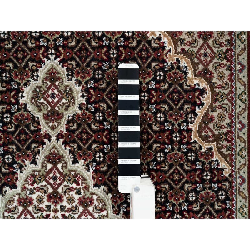 4'x6'1" Rich Black Tebraz Mahi Design 175 KPSI Hand Knotted Wool Rug 2B80AD92F7504E39AB811B004F5DA137
