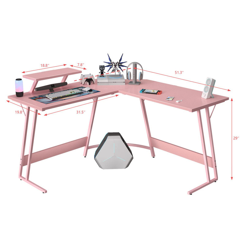 L Shaped Gaming Desk Computer Corner PC Desk Table With Large Monitor Stand For Home Office Studying Writing Workstation, Gift 