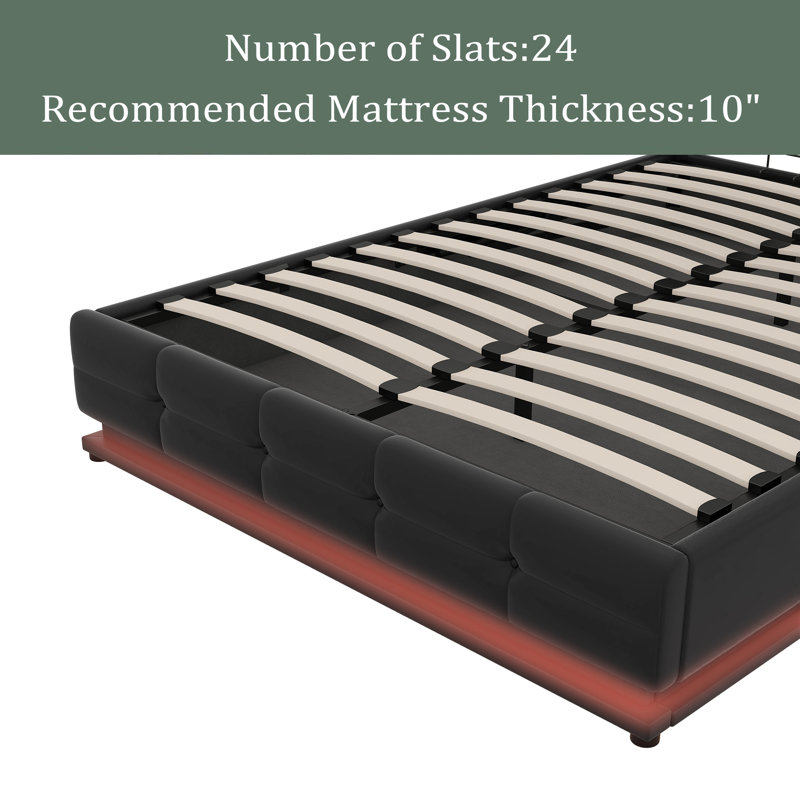 Lit plateforme tapissier double Dinuthi, Noir