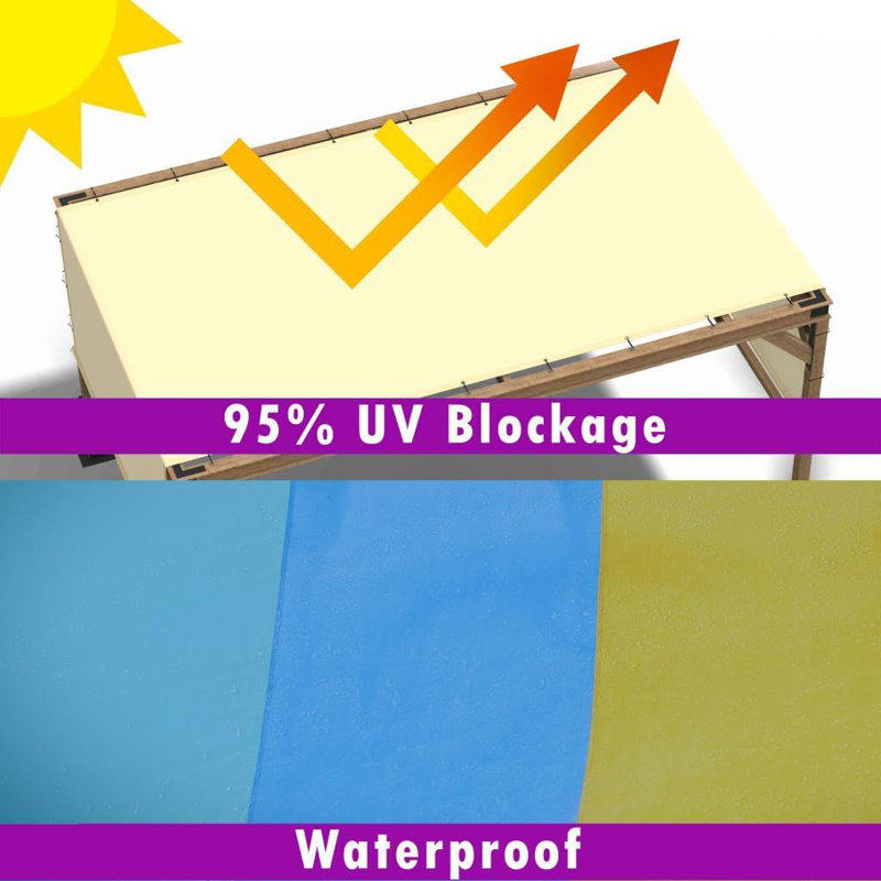 Amgo Customize Waterproof Pergola Canopy Replacement Cover, 95% UV Blockage, with Stainless Steel Weighted Rods, Brown