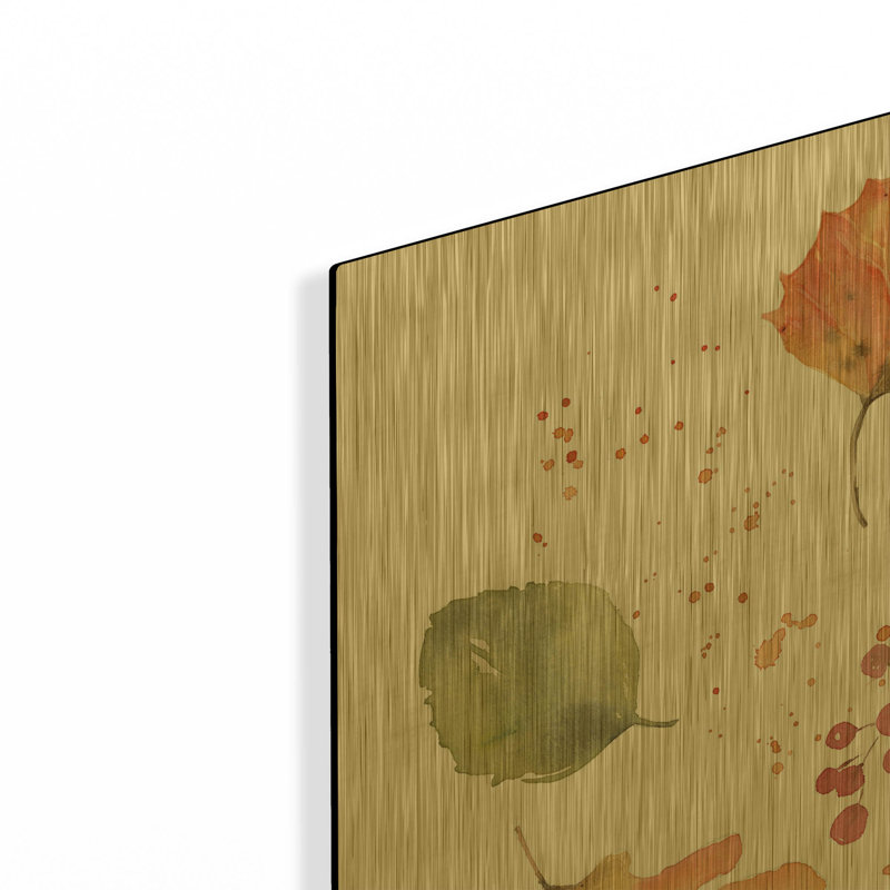 «Falling Leaves I» par Katrina Pete, art mural en métal doré, 24 po x 24 po, 24 po x 24 po