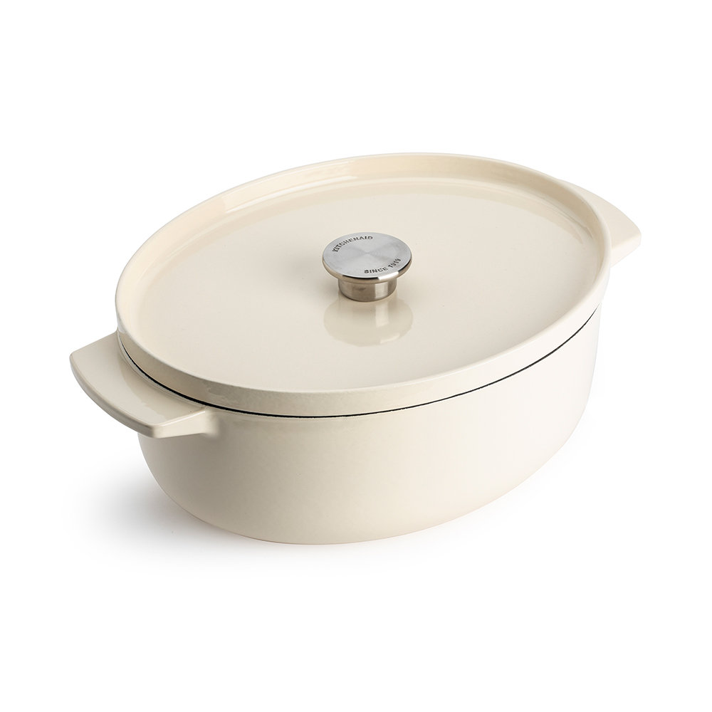 KitchenAid Oval Cast Iron Non-Stick Casserole Dish with Lid - 30cm/5.6L