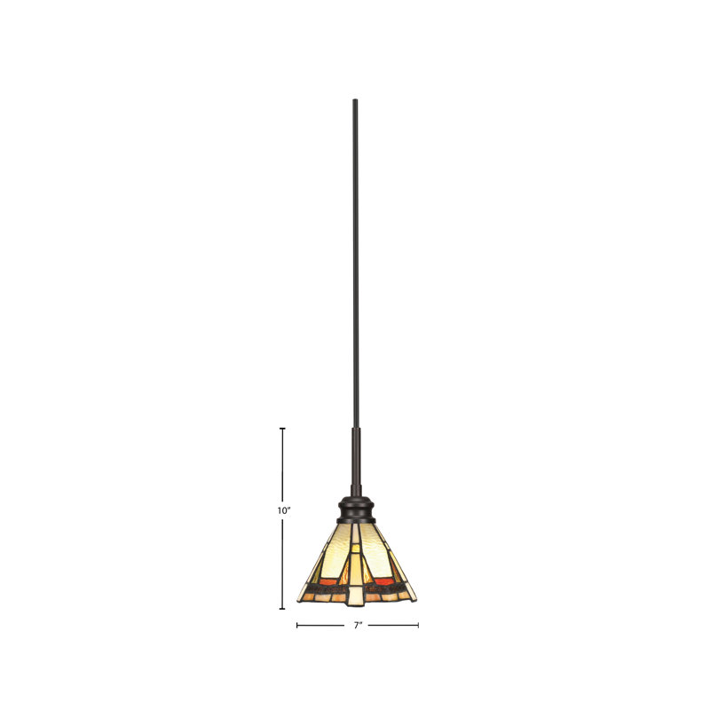 Edge Cord Mini Pendant Shown In Espresso Finish With 7" Zion Art Glass