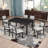 ??7-Piece Rectangular Dining Table Set with Comfortable Seating?, Wood Frame-1041862899