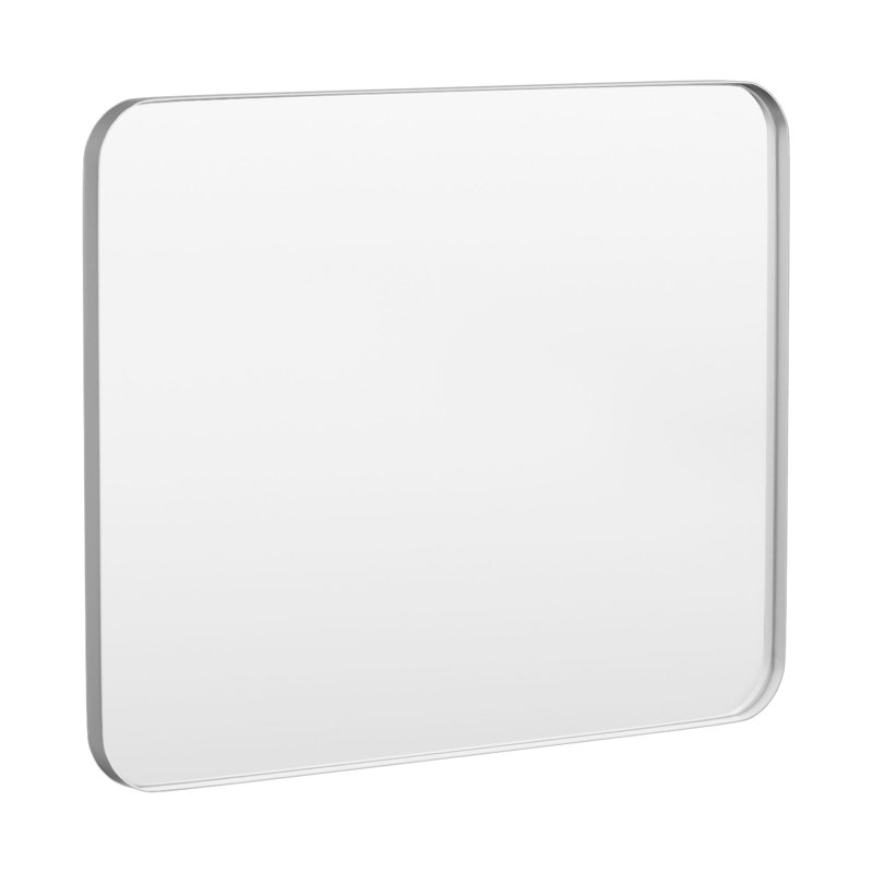 Cozy Design Tempered Glass Framed Wall-Mounted Bathroom Vanity Mirror, Silver, 32" x 40", Rectangle