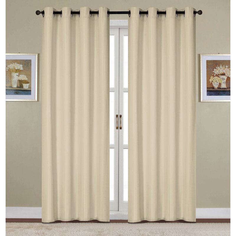 Monaca Semi-Sheer Window Curtain Panel with Grommets, Taupe, 54" W x 90" L