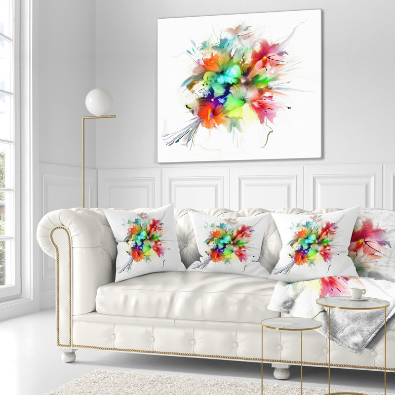 Fleurs d'été en différentes couleurs - Coussin décoratif à imprimé floral
