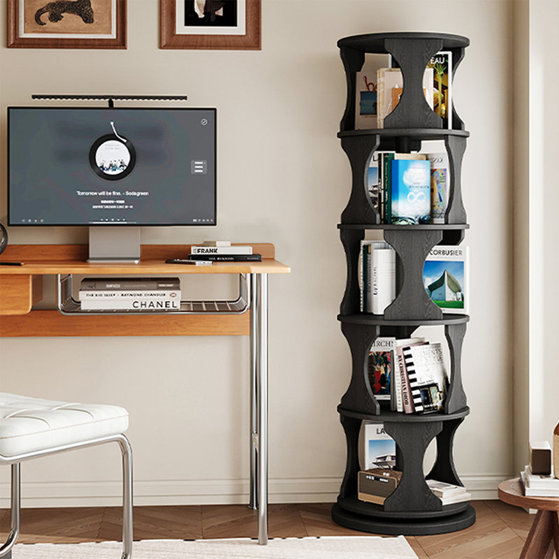 Black Modern Solid wood rotating bookshelf