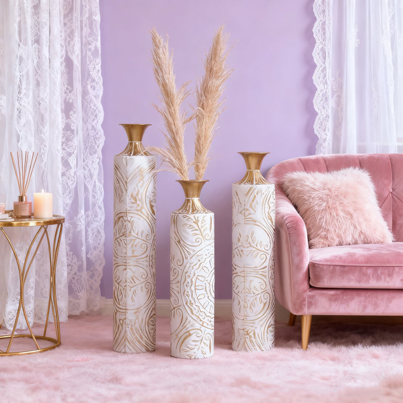 Ensemble de 3 vases de plancher en métal