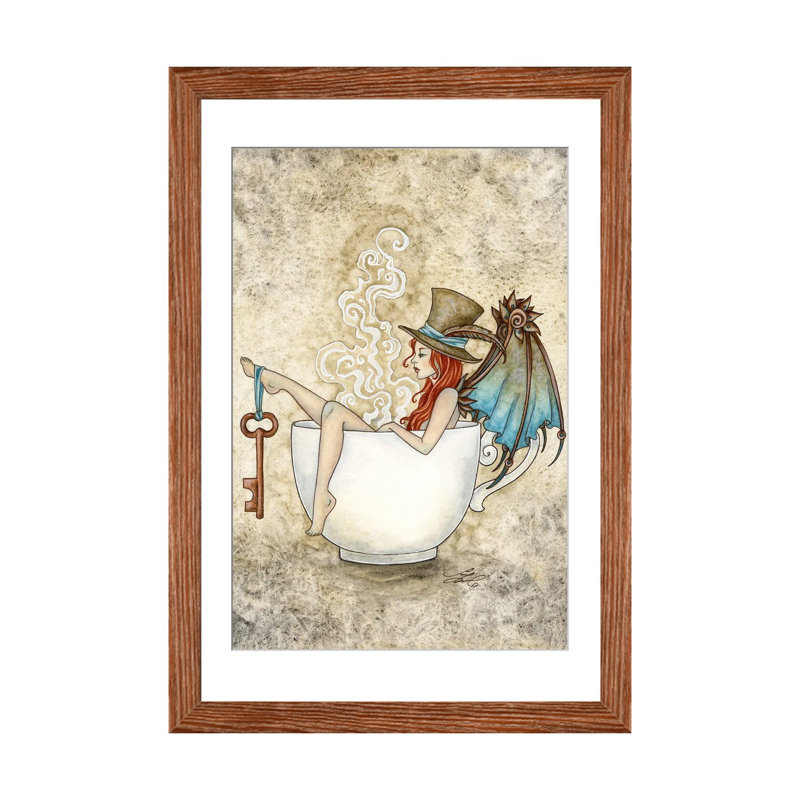Steam Bath, Classic Wood Open Corner Framed Paper, White, 32" H x 24" W x 1" D