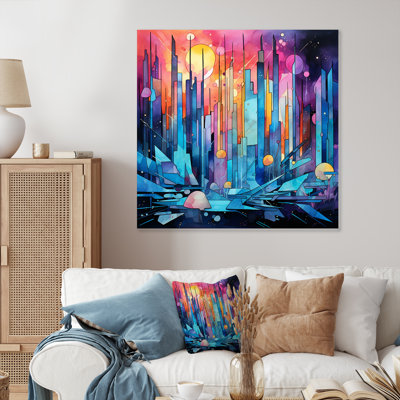 Midnight Cityscape Spectrum 3 - Cityscape Metal Wall Art