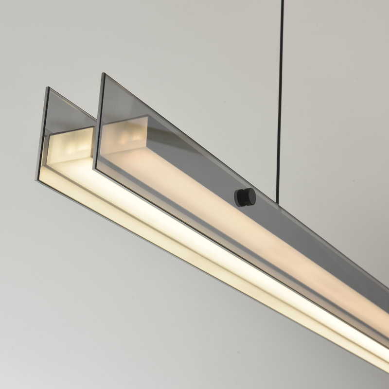 1 - Light Black LED Modern Dimmable Glass Kitchen Island Pendant With Remote Control