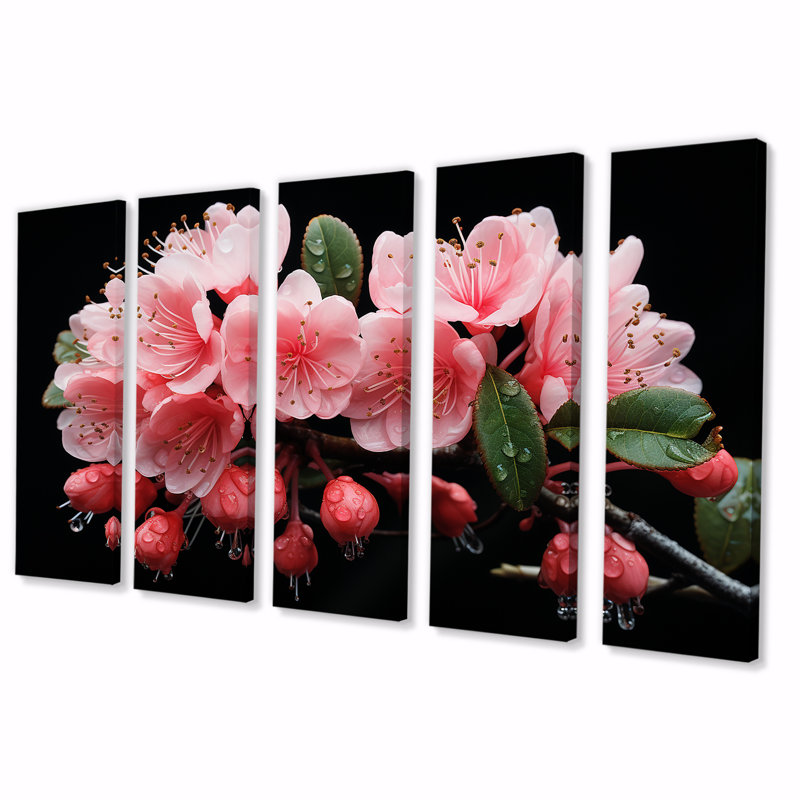 Ensemble de 5 pièces d'art mural rose fuchsia - Fuschia, H 28 po x l 60 po