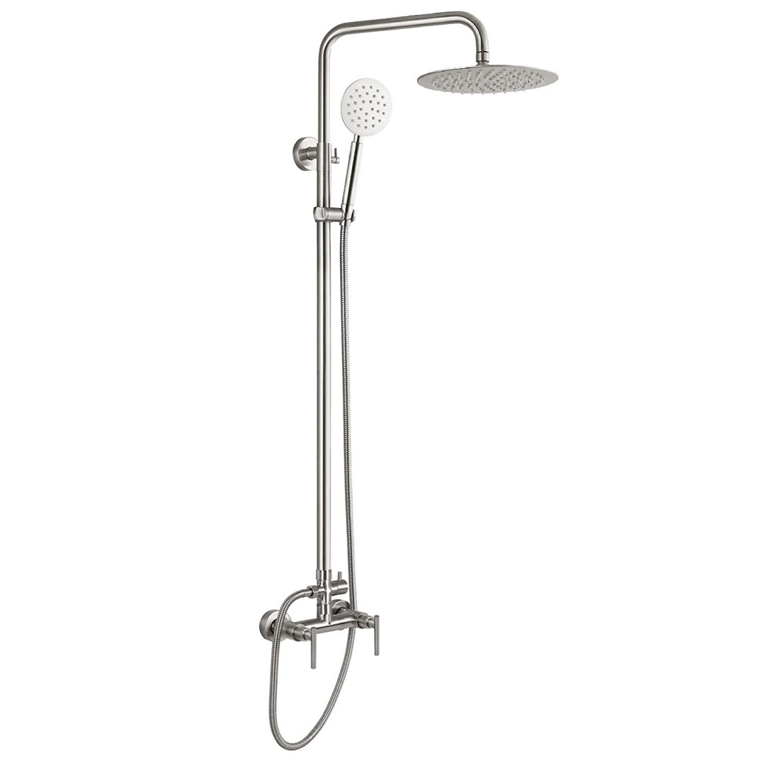 Mateo Dual Function Outdoor Shower with Two Lever Handles Stainless Steel AquaStyle 