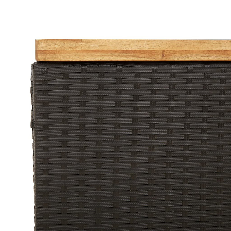 Garden Storage Box 110X55x63 Cm Poly Rattan Acacia Wood, Black/Brown