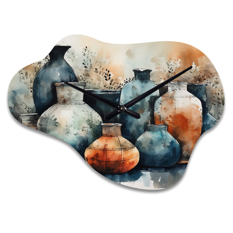 Horloge murale Ghaisas artisanale bleue et orange Boho Pottery II - Boho Pottery, Petit