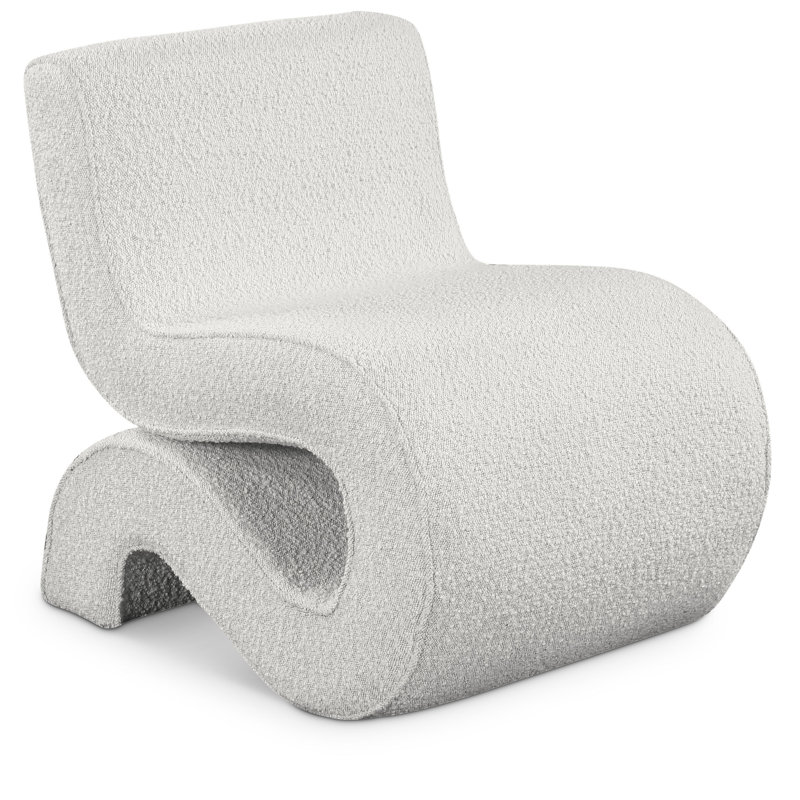Desiree 22.5" Wide Boucle Fabric Accent Chair, Cream Boucle Fabric
