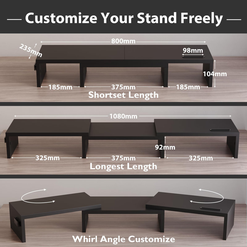 Berardinelli Engineered Wood Monitor Stand, Black