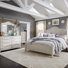 Très grand lit Harlowe avec commode et miroir, ensemble de chambre à coucher avec commode